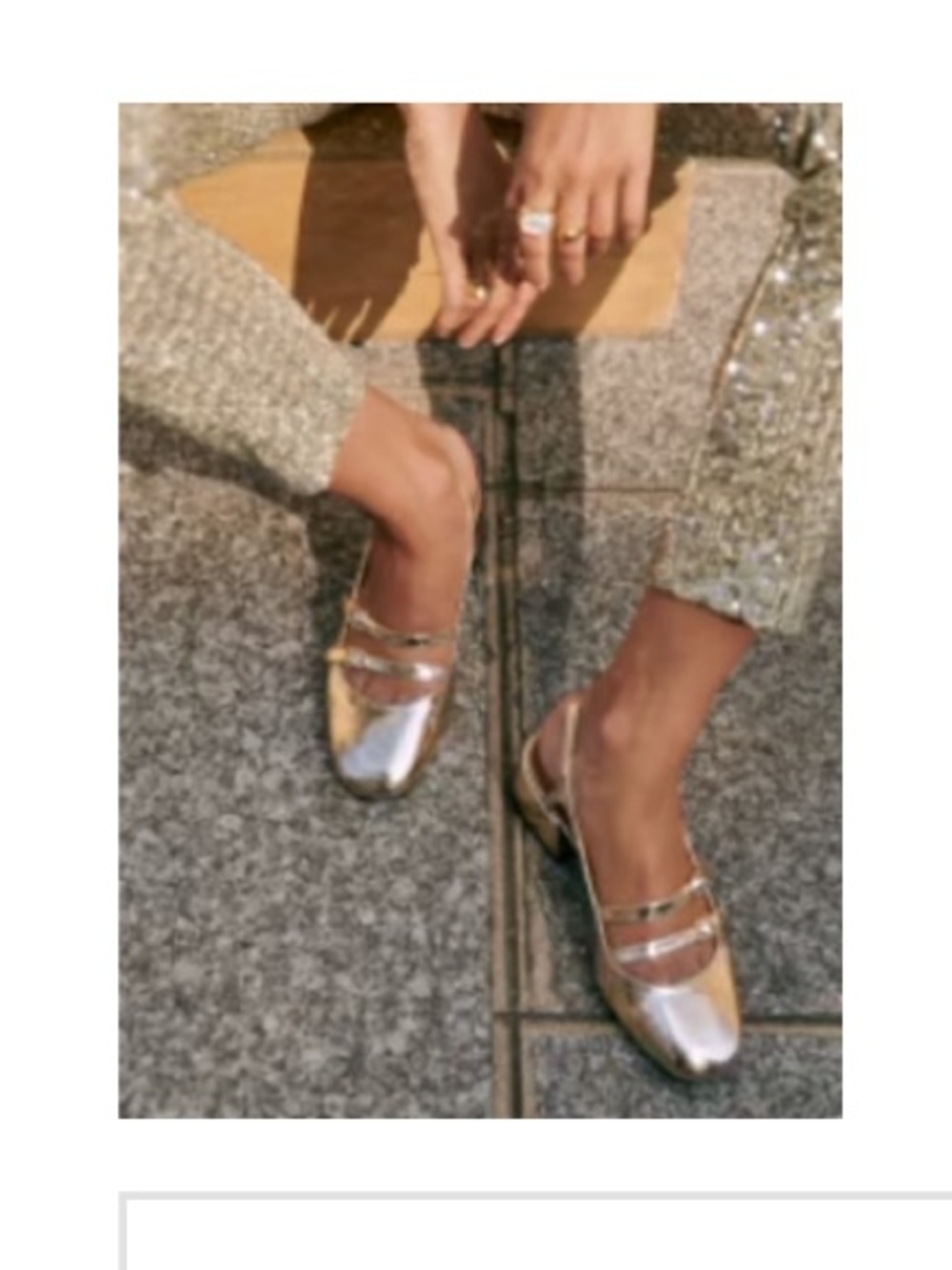 Sezane Paula Metallic Gold Slingback Flats